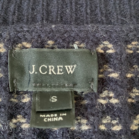 J Crew navy/grey slim cut lambswool raglan sleeve crewneck unisex EUC - Picture 2 of 6